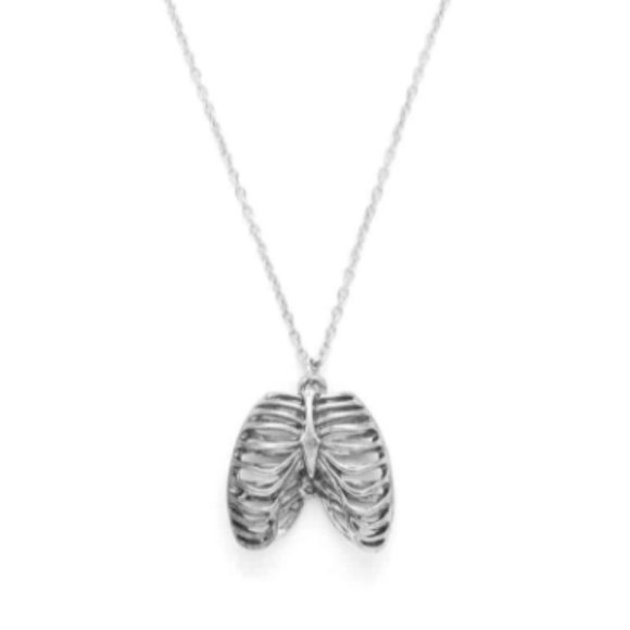 Silver 3D Skeleton Rib-Cage Bones Necklace - Picture 3 of 7